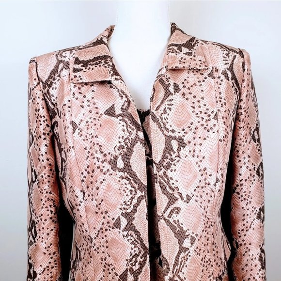 KAY UNGER Dress Blazer Suit Set, Pink Black 100% Silk Snakeskin Pattern Career 8 - Picture 4 of 15